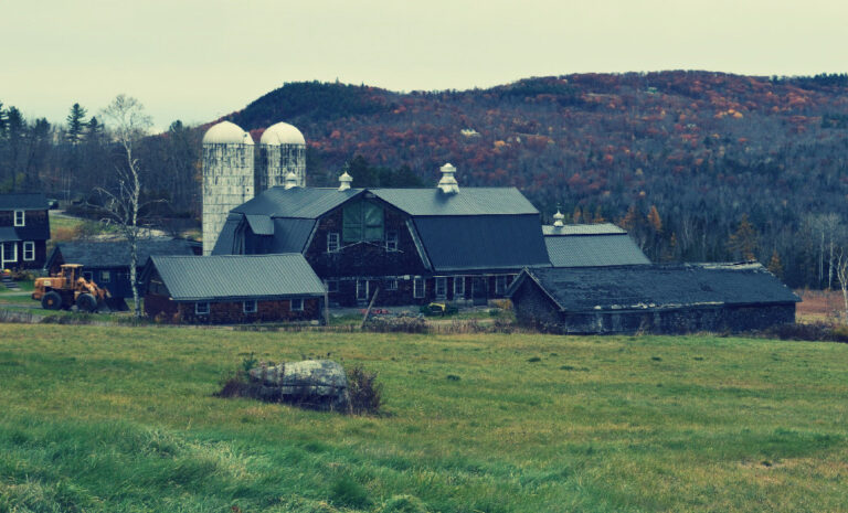 Farm scene in New England USA Barns and soilos
