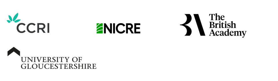 Logos including: CCRI, NICRE, The British Academy and University of Gloucestershire